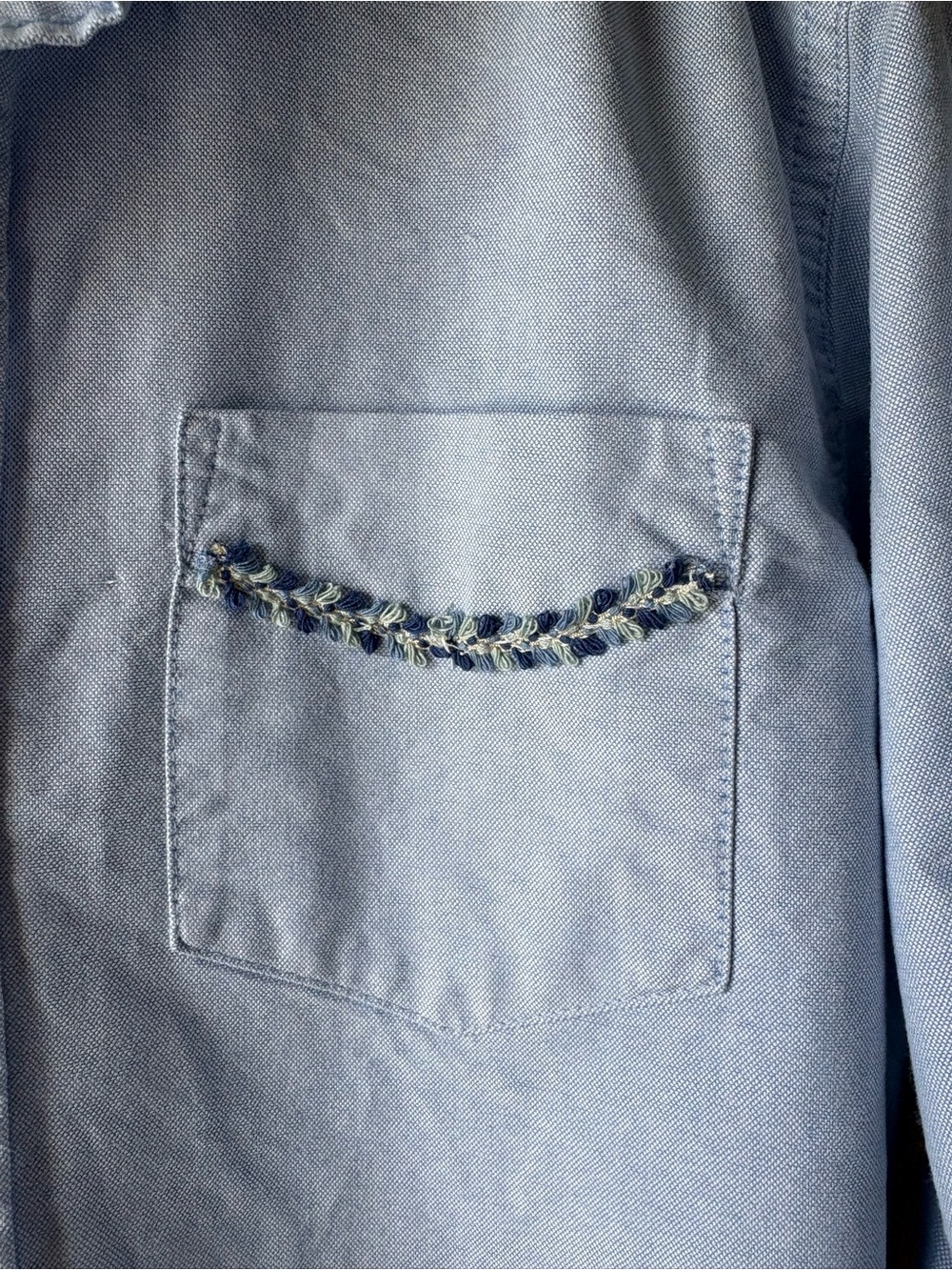 Old Navy Light Blue oxford with Floral Ruffle Hem detail - Picture 5 of 12